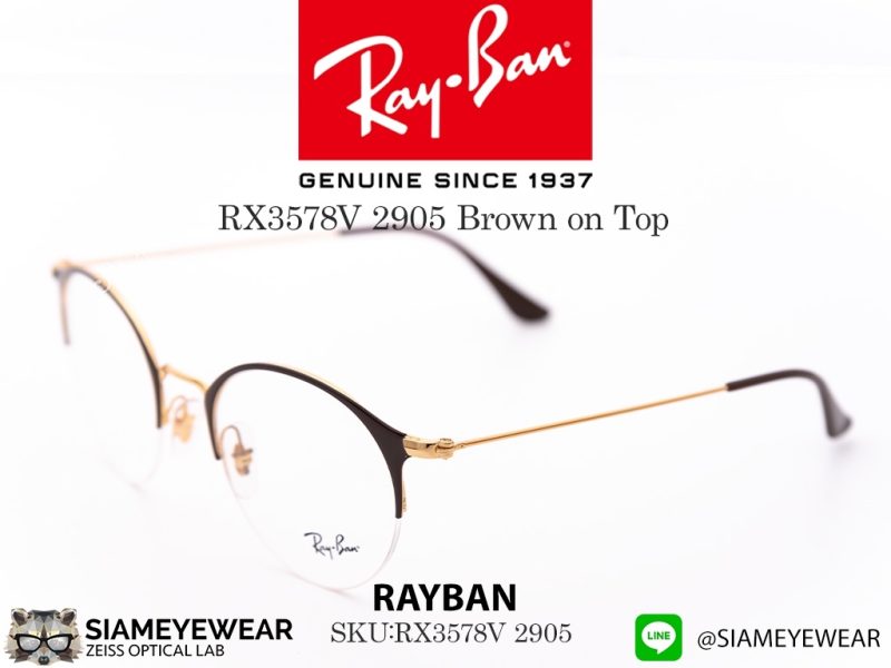 Rayban Optic RX3578V 2905 Shiny Brown/Gold Metal - 3