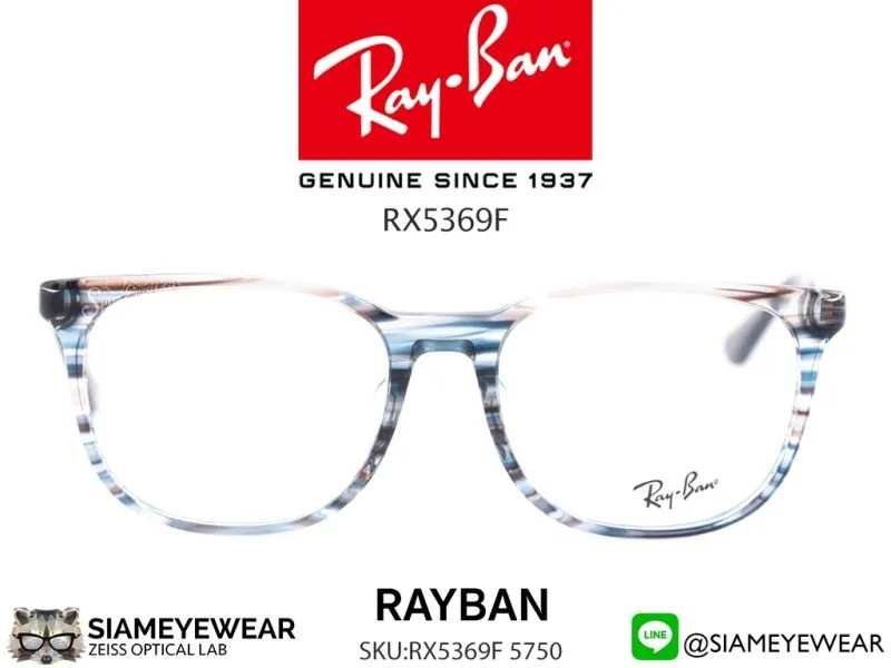 กรอบแว่นสายตา Rayban Optic RX5369F 5750 Striped Blue Grey แว่น Rayban แท้