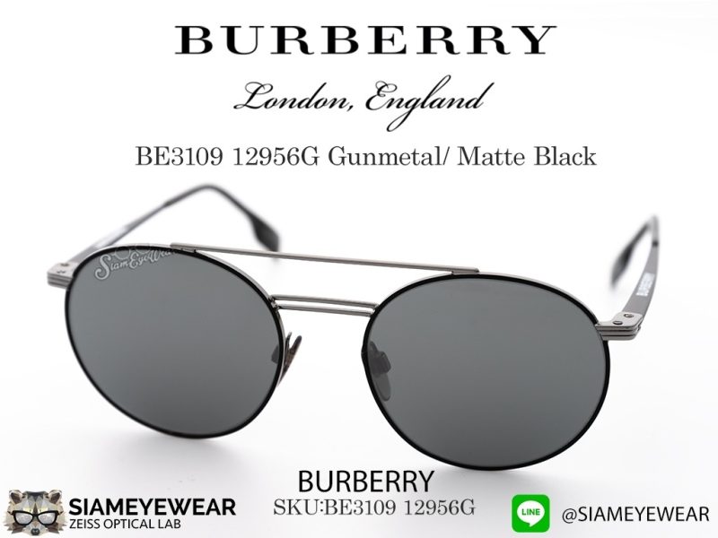 Burberry Sun BE1309 12956G Matte Black/Grey Silver Mirror
