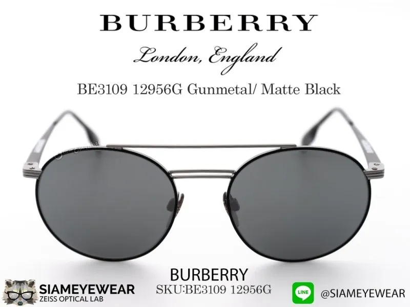 Burberry Sun BE1309 12956G Matte Black/Grey Silver Mirror - 2
