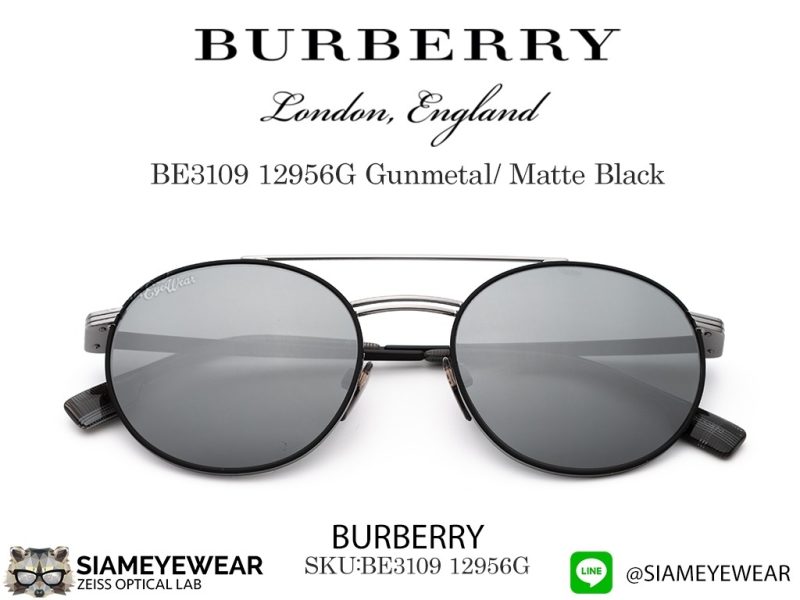 Burberry Sun BE1309 12956G Matte Black/Grey Silver Mirror - 5