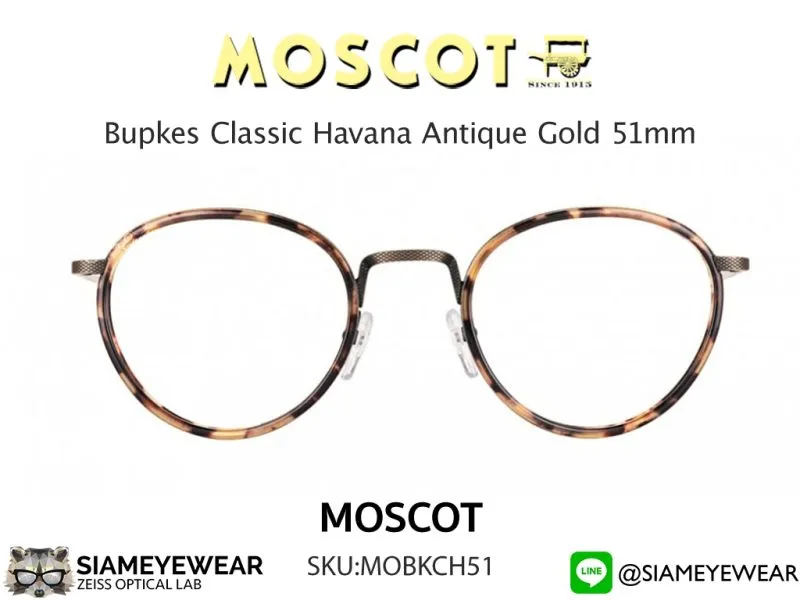 แว่น Moscot Bupkes 51 Classic Havana/Antique Gold แว่นตา Moscot แท้