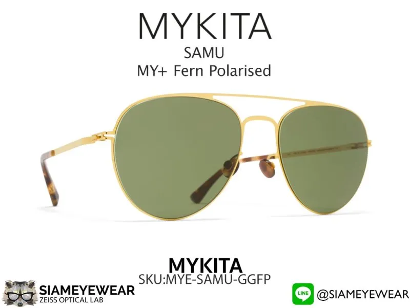 แว่น Mykita Samu 924 Glossy Gold/Fern Polarized แว่นตาแท้