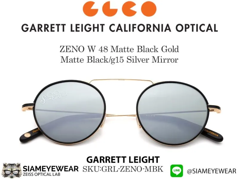 Garrett Leight ZENO W 48 Matte Black Gold Matte Black/g15 Silver Mirror - 5