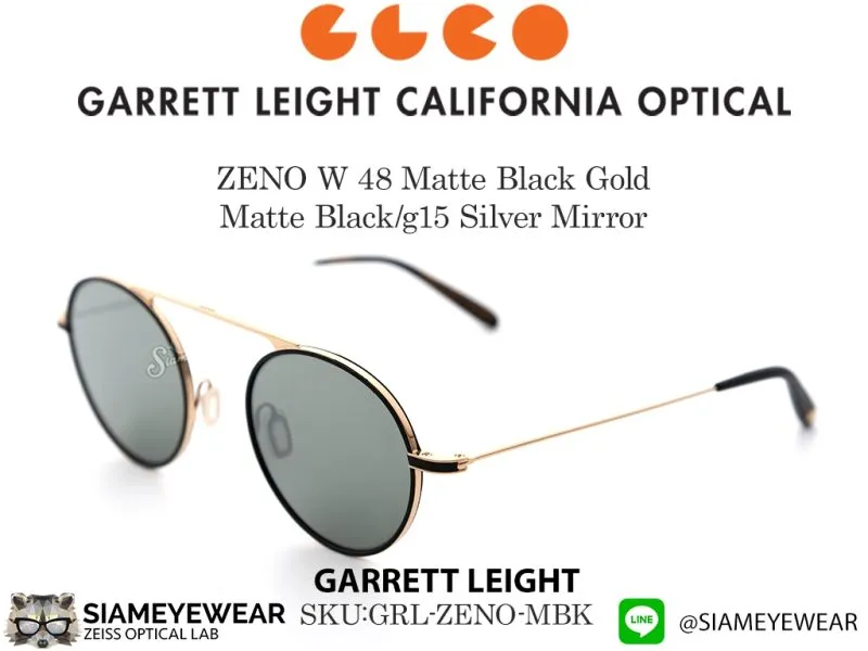Garrett Leight ZENO W 48 Matte Black Gold Matte Black/g15 Silver Mirror - 3