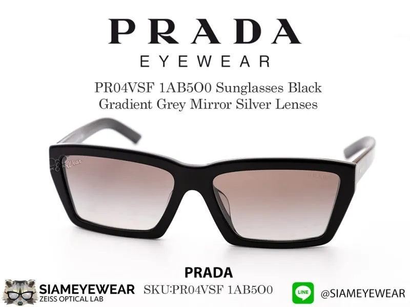Prada PR04VSF 1AB5O0 Sunglasses Black Gradient Grey Mirror Silver Lenses - 2