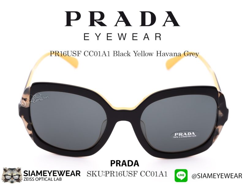 Prada PR16USF CC01A1 Black Yellow Havana Grey - 2