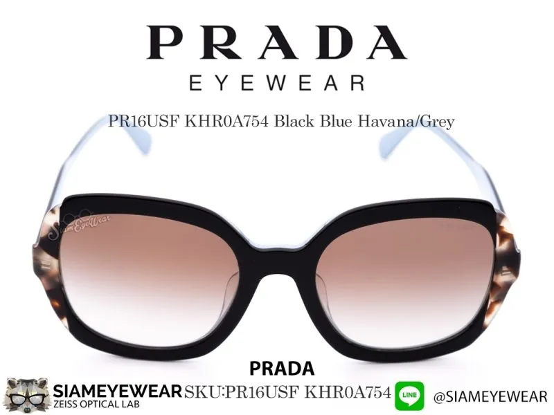 377_1763259426_1285 แว่น Prada PR16USF KHR0A754 Black Blue Havana/Grey แว่นตาแท้