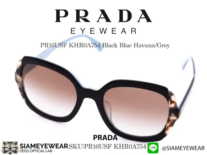 Prada PR16USF KHR0A754 Black Blue Havana/Grey - 3