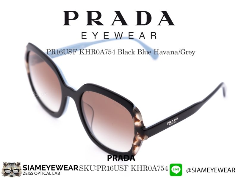 Prada PR16USF KHR0A754 Black Blue Havana/Grey - 4