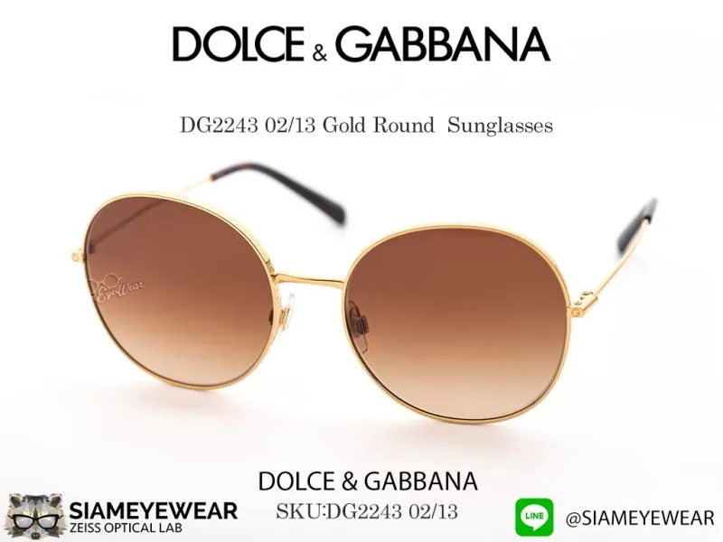 DOLCE & GABBANA DG2243 02/13 Gold Round Sunglasses - 3