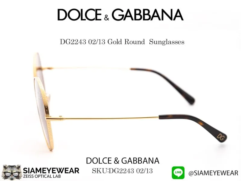 DOLCE & GABBANA DG2243 02/13 Gold Round Sunglasses - 5