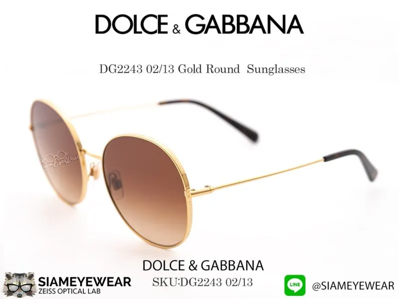 DOLCE & GABBANA DG2243 02/13 Gold Round Sunglasses - 4