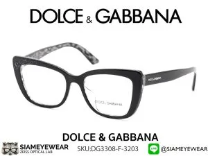 แว่น DOLCE & GABBANA Optic DG3308 3203 Black On Leo Glitter แว่นตาแท้