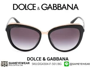 แว่น DOLCE & GABBANA DG4304F 501/8G Polish Black Gold on Top แว่นตาแท้