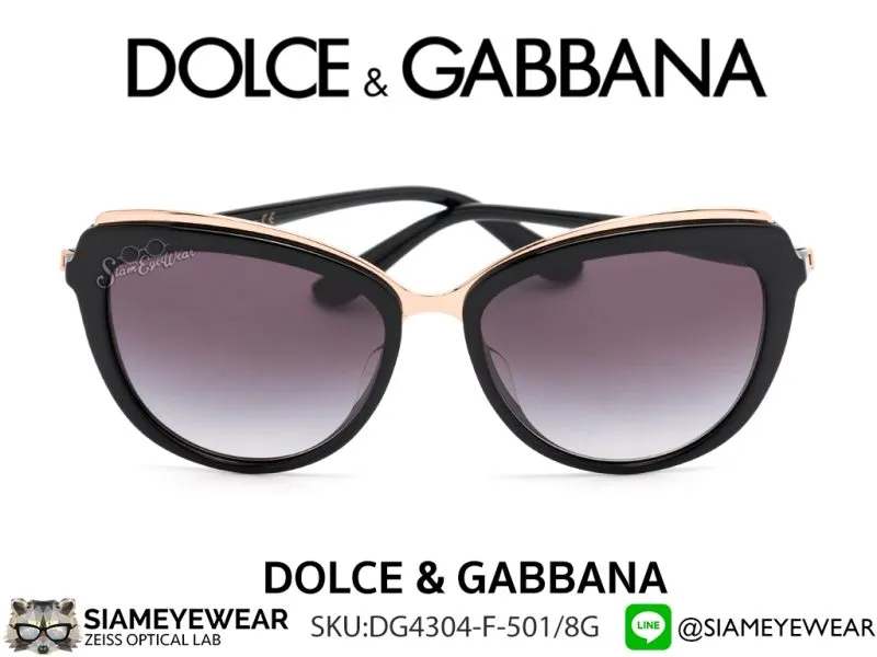 DOLCE & GABBANA DG4304F 501/8G Polish Black Gold on Top - 5