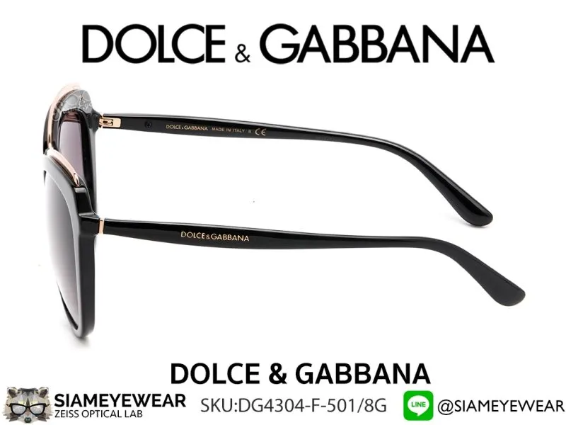 DOLCE & GABBANA DG4304F 501/8G Polish Black Gold on Top - 4