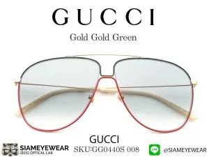 แว่น Gucci GG0440S 008 Gold Gold Green แว่นตาแท้