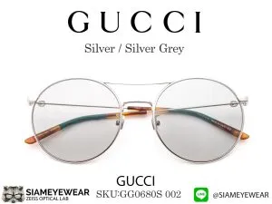แว่น Gucci GG0680S 002 Silver/Silver Grey แว่นตาแท้