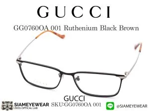 แว่น Gucci GG0760OA 001 Ruthenium Black Brown แว่นตาแท้