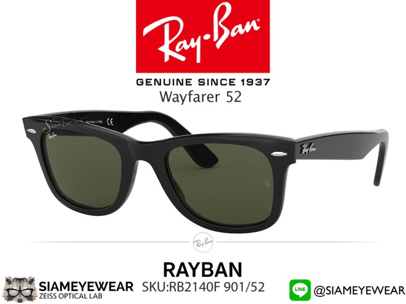 Rayban Wayfarer RB2140F 901 52mm Black/G15 - 2