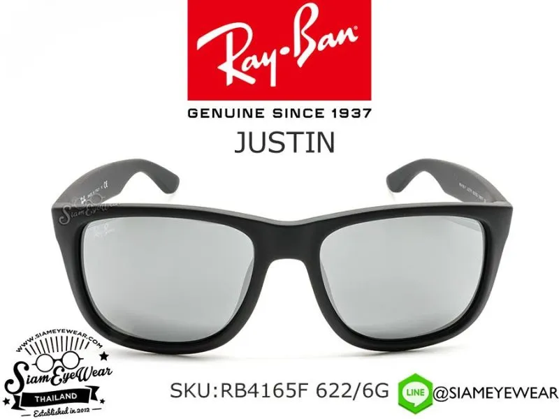 613_1763259670_9557 แว่นกันแดด Rayban Justin RB4165F 622/6G Black Rubber/Silver Mirror แว่น Rayban แท้