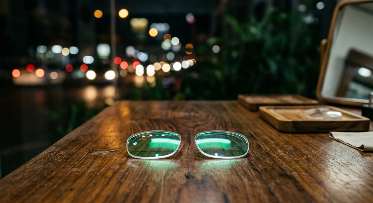 ขับรถกลางคืน แสงไฟสะท้อน แก้ยังไง วิเคราะห์สาเหตุและวิธีแก้ตรงจุด 2026 แว่นตาเลนส์เคลือบ AR ขับรถกลางคืน ลดแสงสะท้อน