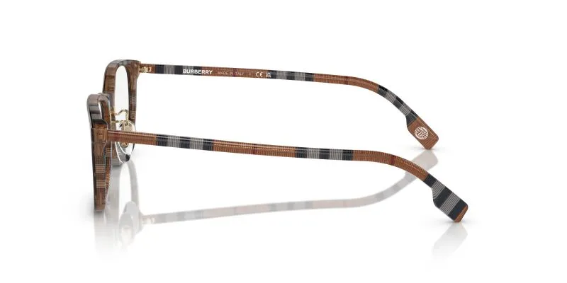 กรอบแว่น Burberry BE2371D 4102 มุมข้าง ลายเช็คน้ำตาล
