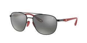 แว่นกันแดด Rayban Scuderia Ferrari RB3659M F0026G ดำด้าน เลนส์ปรอท Grey Mirror Silver ผู้ชาย