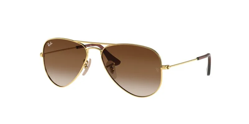 RJ9506S_223_13 แว่นกันแดดเด็ก Rayban Junior RJ9506S 223/13 Arista Gold ทรงนักบิน เลนส์น้ำตาลไล่สี ขนาด 50