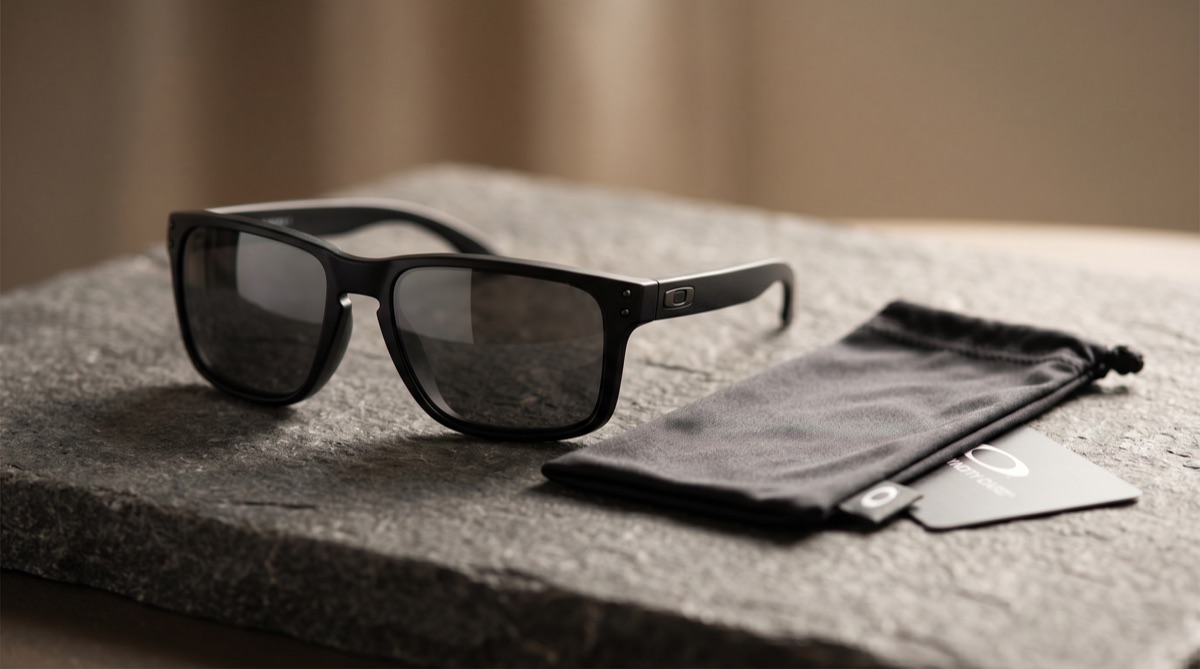 แว่น Oakley Holbrook ของแท้ วางบนพื้นหินเทา