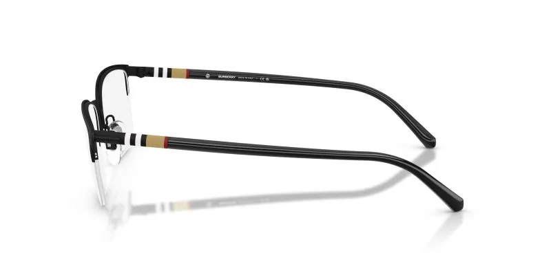 แว่นสายตา Burberry BE1323 1213 มุมข้าง โลหะรับเบอร์ดำ Flexible Frame