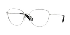 Burberry BE1398 1005 แว่นสายตาทรงตาแมวโลหะสีเงิน ลาย METAL CHECK สำหรับผู้หญิง