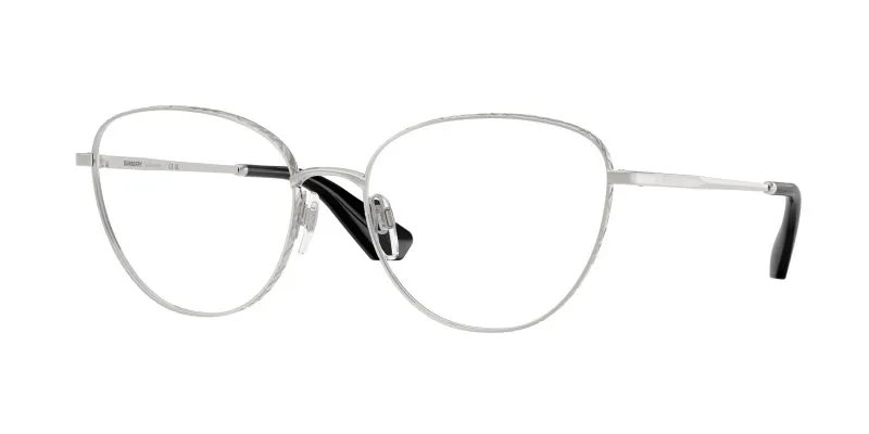 Burberry BE1398 1005 แว่นสายตาทรงตาแมวโลหะสีเงิน ลาย METAL CHECK สำหรับผู้หญิง