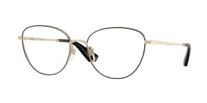 Burberry BE1398 1326 แว่นสายตาทรงตาแมวโลหะสีดำ ขาทองอ่อนลาย Metal Check ผู้หญิง