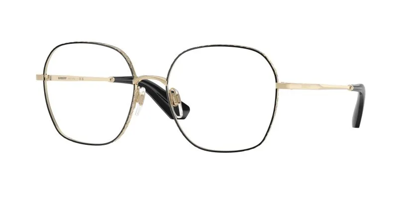 Burberry BE1399 1326 แว่นสายตากรอบโลหะสีดำ ขาทองอ่อน ลาย Metal Check สำหรับผู้หญิง