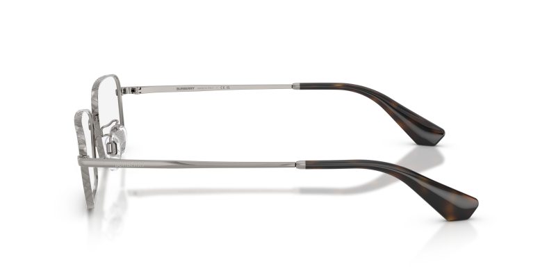 แว่นสายตา Burberry BE1402D 1003 มุมข้าง ลาย METAL CHECK บนขาโลหะ Gunmetal