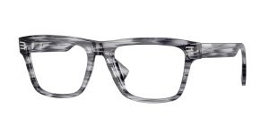Burberry BE2387 4097 แว่นสายตาทรงสี่เหลี่ยมอะซิเตทลาย B.STRIPE สีเทา สำหรับผู้ชาย