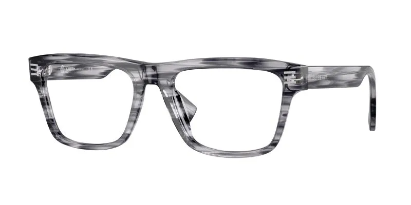 Burberry BE2387 4097 แว่นสายตาทรงสี่เหลี่ยมอะซิเตทลาย B.STRIPE สีเทา สำหรับผู้ชาย