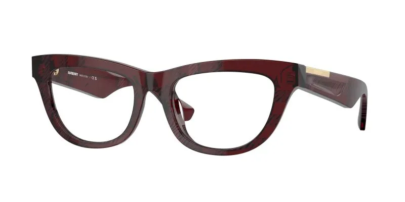 Burberry BE2406U 4115 แว่นสายตาสีแดงลาย Check อะซิเตทประกาย สำหรับผู้หญิง Burberry BE2406U 4115 แว่นสายตาสีแดงลาย Check อะซิเตทประกาย สำหรับผู้หญิง