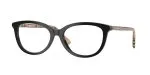 Burberry BE2431F 4161 แว่นสายตาทรงตาแมวสีดำขัดเงา ขาลาย Tubular Check สำหรับผู้หญิง