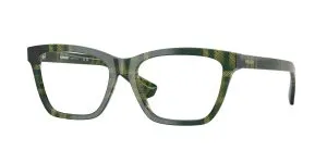 Burberry BE2440F 4169 แว่นสายตาสีเขียว Check ลาย Gradient Check สำหรับผู้หญิง