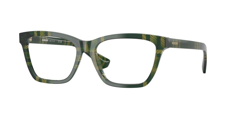 Burberry BE2440F 4169 แว่นสายตาสีเขียว Check ลาย Gradient Check สำหรับผู้หญิง