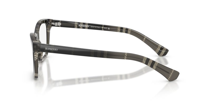 แว่นสายตา Burberry BE2440F 4200 มุมข้าง ลาย Vintage Check บนขาแว่น