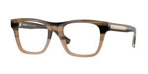 Burberry BE2445F 4207 แว่นสายตาทรงสี่เหลี่ยมอะซิเตทเบจลายริ้ว สำหรับผู้ชาย