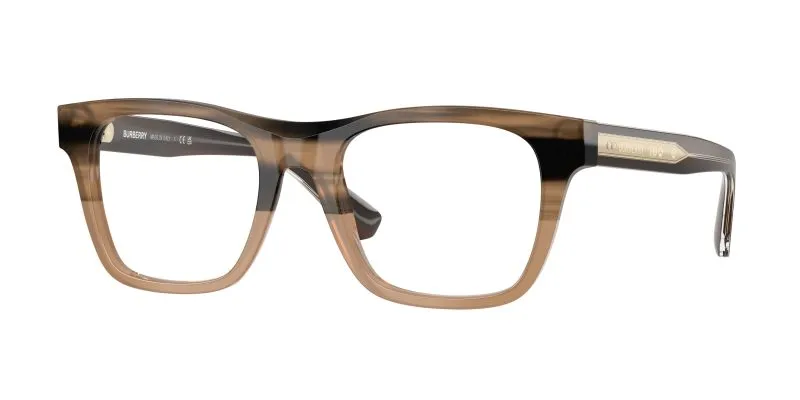 Burberry BE2445F 4207 แว่นสายตาทรงสี่เหลี่ยมอะซิเตทเบจลายริ้ว สำหรับผู้ชาย