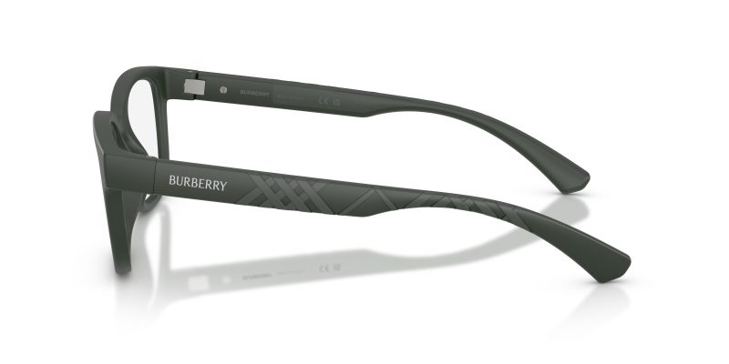 แว่นสายตา Burberry BE2451U 4232 มุมข้าง ลาย Textured Check บนขาแว่นสีเขียวด้าน