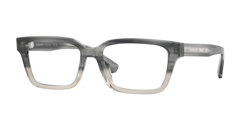 Burberry BE2453F 4208 แว่นสายตาทรงสี่เหลี่ยมผืนผ้าอะซิเตทไล่ระดับเทา สำหรับผู้ชาย