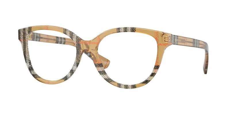 Burberry BE2456 4163 แว่นสายตาทรงตาแมวอะซิเตทลาย Check Sand สำหรับผู้หญิง
