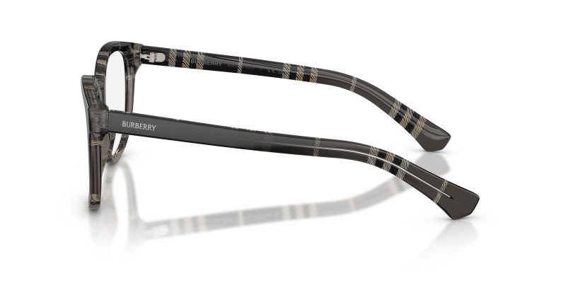 แว่นสายตา Burberry BE2456 4200 มุมข้าง ลาย Gradient Check สีเทาไล่ระดับบนขาแว่นอะซิเตท
